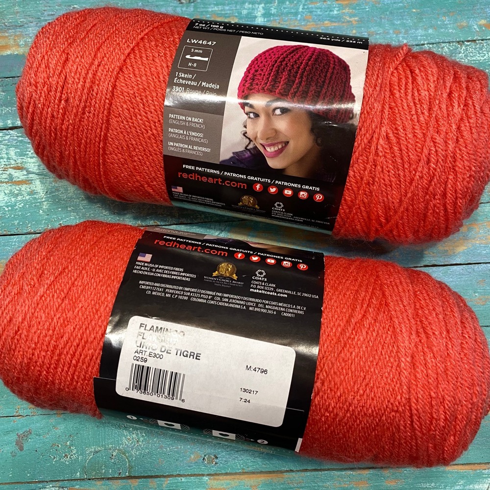 Red Heart Super Saver Yarn Flamingo 0259 Medium 4 Acrylic 7oz 2 Skeins
